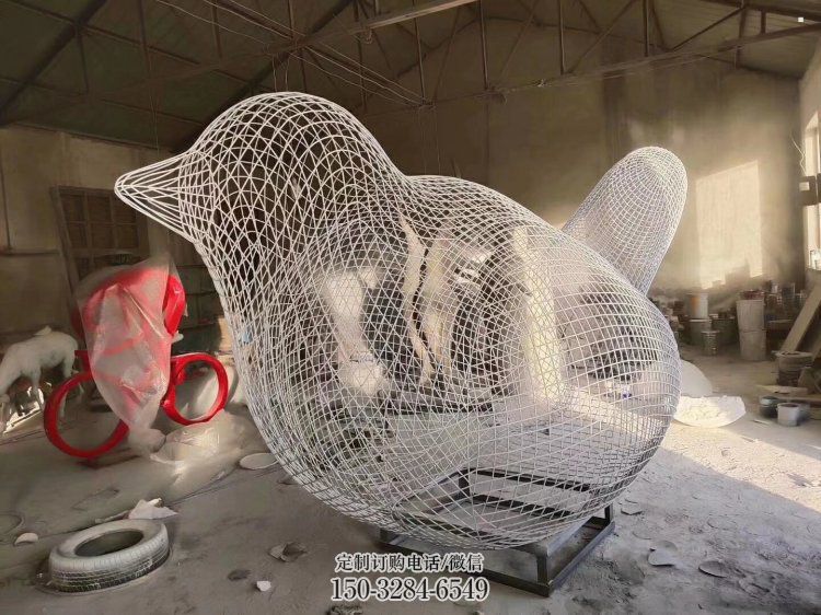 定安镂空小鸟雕塑精选，陆地摆件，铁艺鸟儿雕塑精品