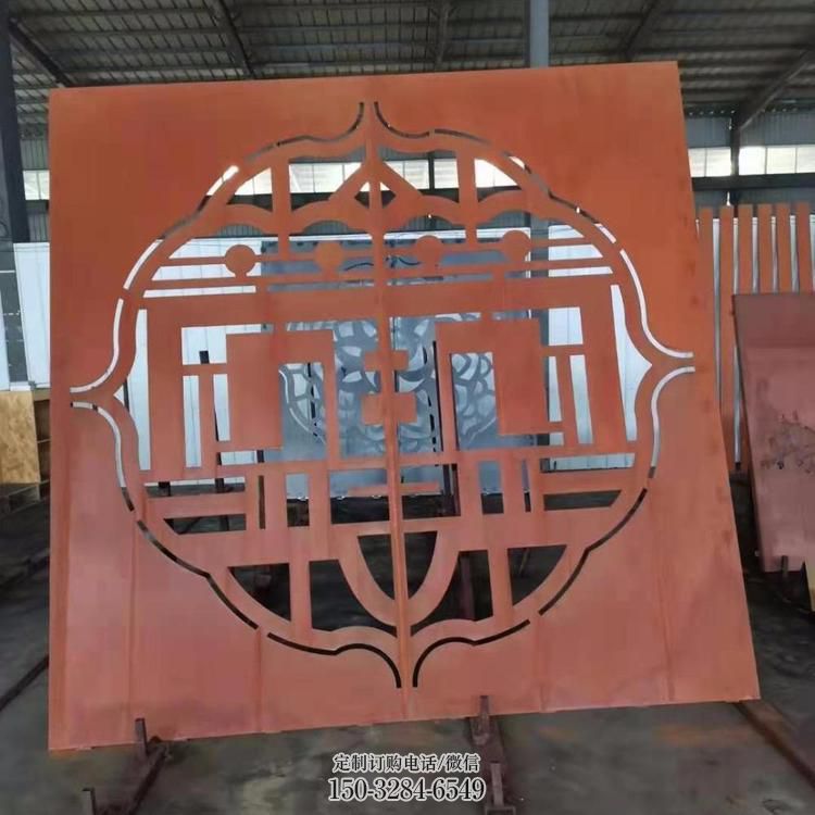 美兰镂空景墙雕塑，耐候钢镂空工艺设计