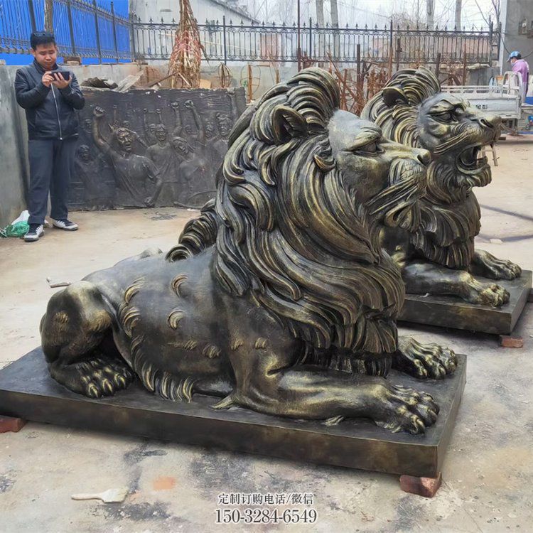 文昌大型趴狮雕塑,仿铜动物雕塑,玻璃钢狮子雕塑制作 文昌大型趴狮雕塑,仿铜动物雕塑,玻璃钢狮子雕塑制作